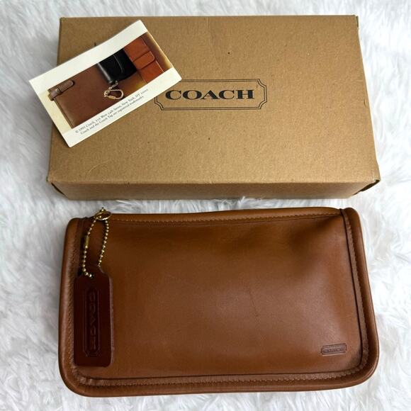 Vintage COACH Chunky Case #7165 British Tan Pouch Cosmetic Case - Picture 1 of 13